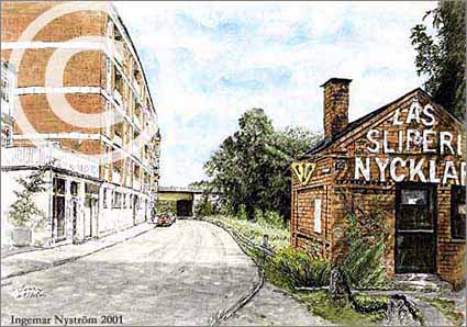 Sliperiet(V&auml;stra Kanalgatan) i S&ouml;dert&auml;lje-akvarell